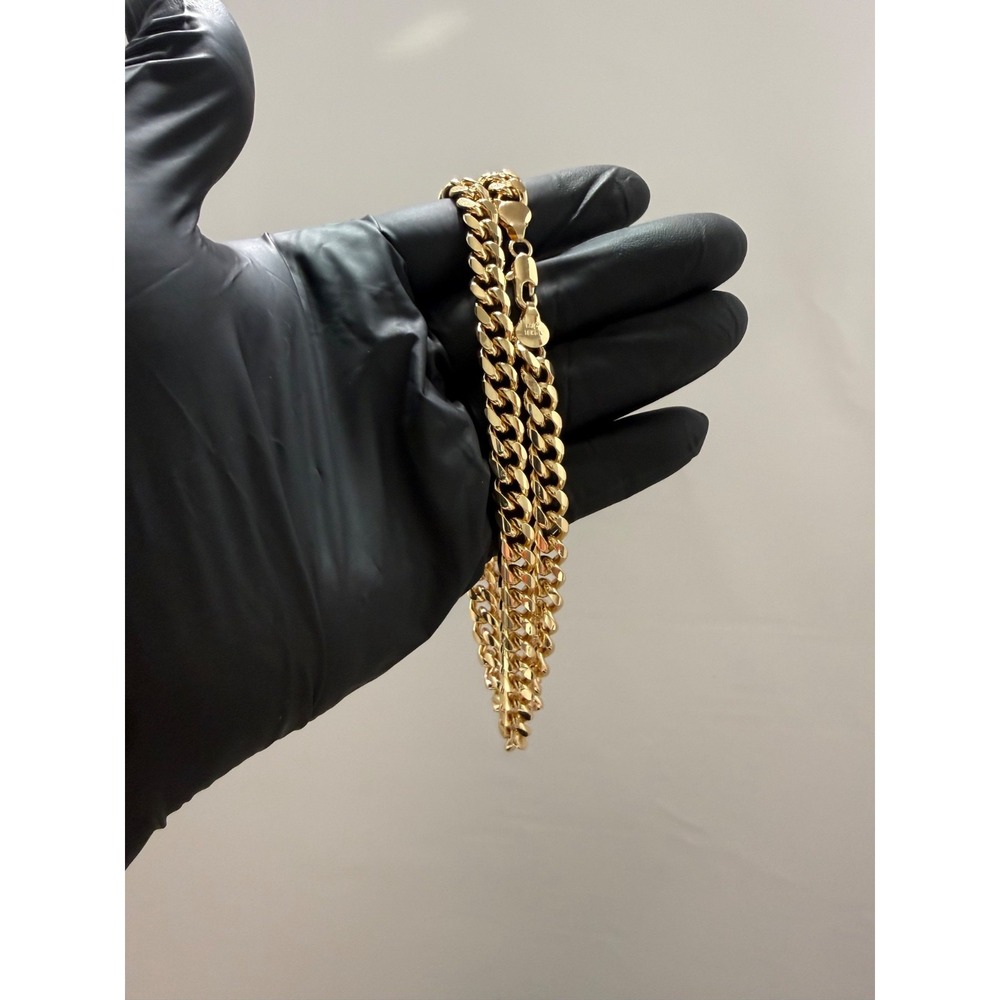 big cuban tight knit chain necklace 18k gold layered 24 inch 8.5mm lobster clasp - Picture 4 of 7
